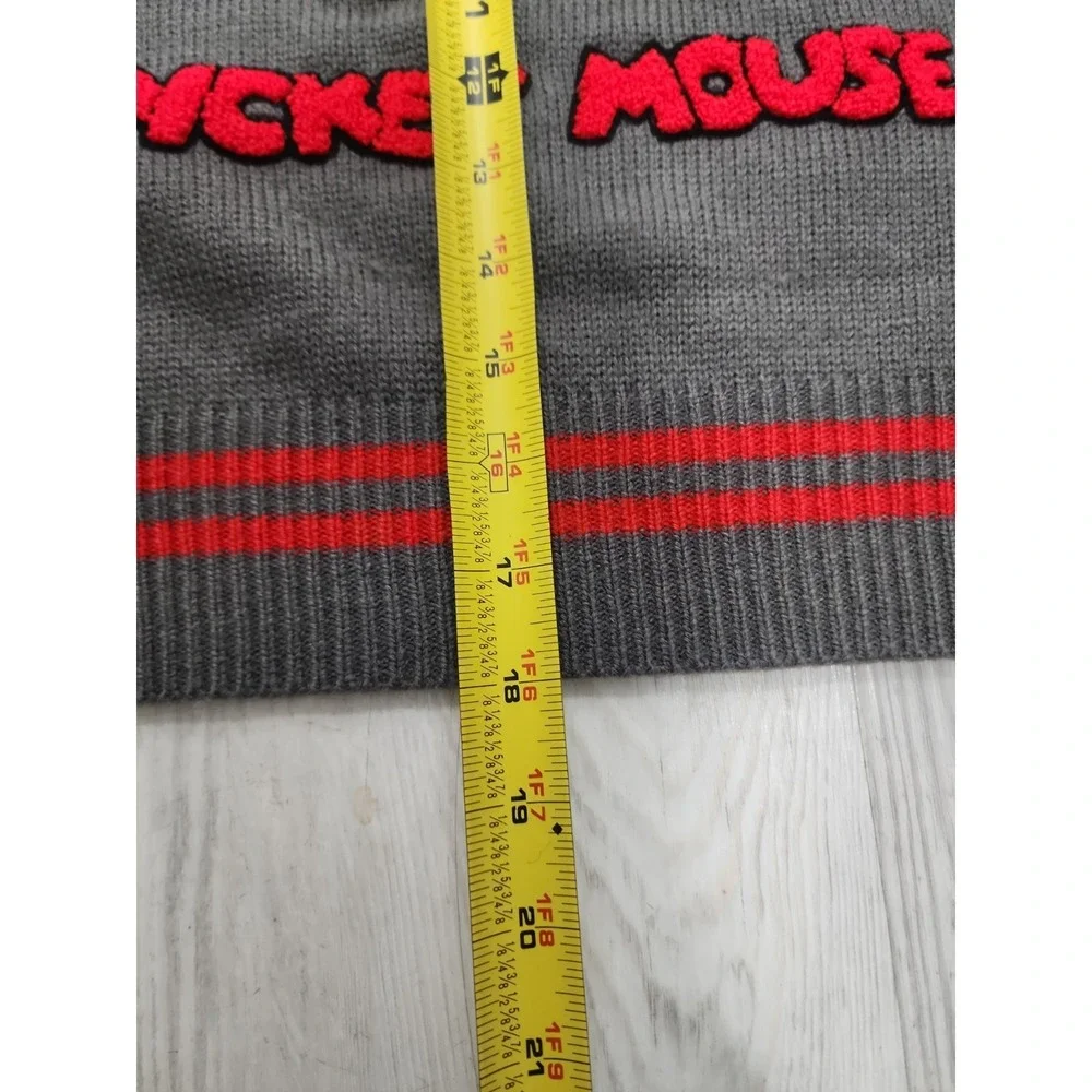 Mickey Mouse Unisex Small Gray V-Neck Knit Sweater Embroidered Mickey - Picture 6 of 7